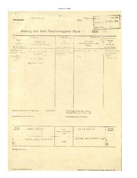 Auszug aus dem Familienregister